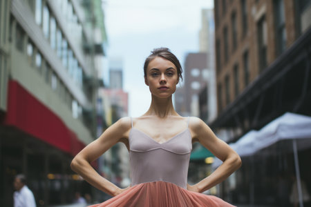 The Graceful Ballet Dancer Captured on a Vibrant Street Feast - AR 3:2の素材