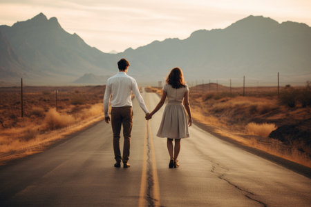 Romantic Stroll: Capturing Love on the Open Road (AR 3:2)の素材