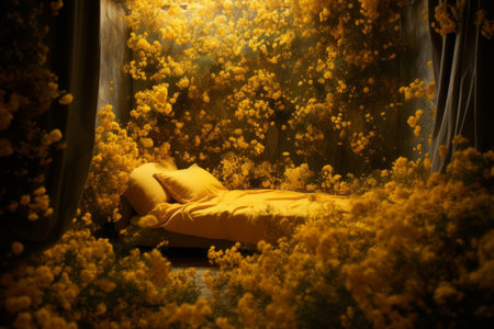 Gorgeous 3:2 Photo Displays Vibrant Bed of Yellow Petaled Flowersの素材