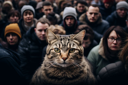 Feline Friendship Captured: Tabby Cat Bonds with Humans in Picture-perfect Shot --ar 3:2の素材