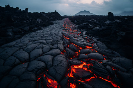 Majestic Remnants: A Captivating Photo of Dried Lavaの素材