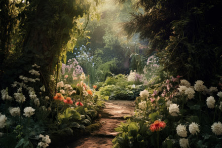 Blooming Beauties: A Serene Garden in a Captivating 3:2 Snapshotの素材