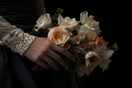 Blooming Bliss: Embraced by Love, a Bridal Bouquet Unites Two Heartsの素材