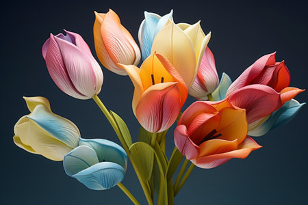 Vibrant Kaleidoscope of Tulips: Exploring a Bunch of Different Coloursの素材