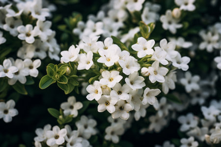 Delicate Beauty: A Close Up of Pure White Small Flowers in 3:2 Aspect Ratioの素材