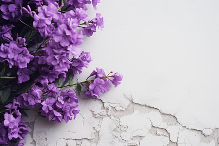 Purple Petals Against a White Canvas: A Close Up of Blooming Beauty --AR 3:2の素材