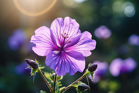 Vibrant Close-Up: Capturing the Beauty of a Purple Petaled Flower in Daylightの素材