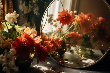 Blossoming Reflection: Intimate Floral Close-Up in 3:2 Aspect Ratioの素材