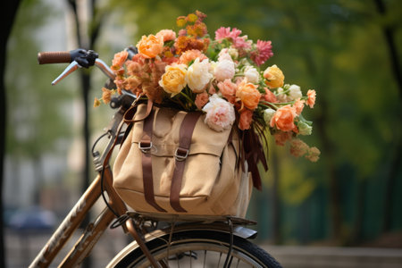 Blooming Beauties on Two Wheels: A Floral Delight Peddling through the Streetsの素材