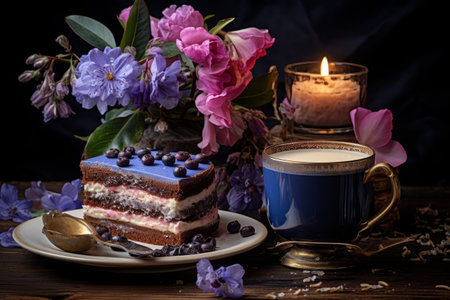 Sensory Delights: Exploring Flowers, Wax Candle, Coffee, and Cakeの素材