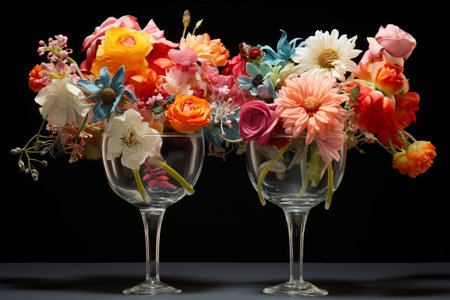 Blooming Brilliance: Captivating Flowers in Glasses â Artistic 3:2 Aspect Ratioの素材