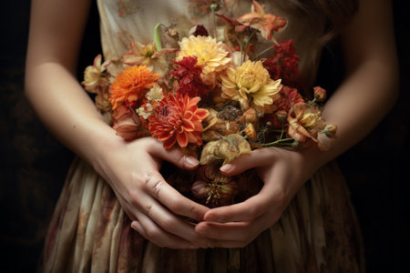 Breathtaking Beauty: Capturing Blooms in a Womans Hands - Aesthetic Masterpiece in 3:2 Aspect Ratioの素材