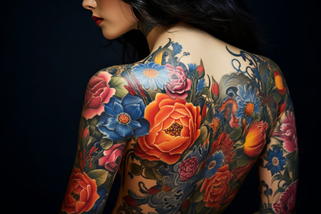 Blooming Beauty: Exploring the Magic of Flowers on a Womans Body --ar 3:2の素材
