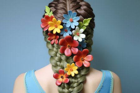 Blooming Blossoms Gracefully Adorn Girls Braids --a Vibrant 3:2 Masterpieceの素材
