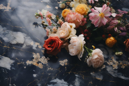 Majestic Floral Display: Blooming Odes on a Marble Canvasの素材