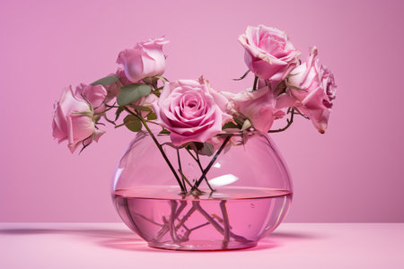 Capturing the Ethereal Beauty: Glass over Pink Roses --ar 3:2の素材