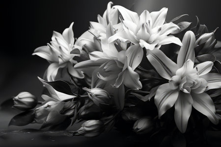 Monochromatic Beauty: Enchanting Flowers Captured in Grayscaleの素材