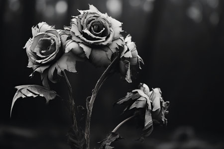 Fading Beauty: A Grayscale Portrait of a Withered Flower --ar 3:2の素材