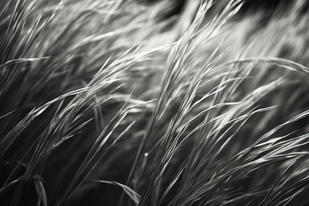 Capturing Natures Essence: A Beautiful Greyscale Photo of Grassy Fields --ar 3:2の素材