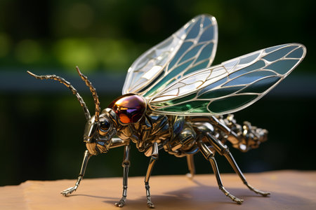 Glistening Gem: A Jeweled Winged Insect Gracefully Rests on a Pristine White Leafの素材