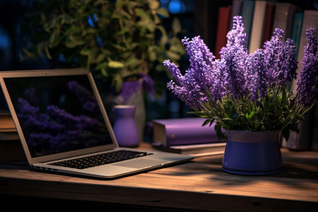 Enhancing Productivity with Tranquil Lavender Flowers by Your Side - AR 3:2の素材