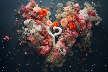 Blooming Affection: A Heartfelt Message on a Bouquet of Flowers --ar 3:2の素材