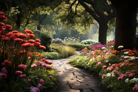 Blossoming Beauty: Capturing the Serenity of Flower Gardens in Stunning 3:2 Landscape Photographyの素材