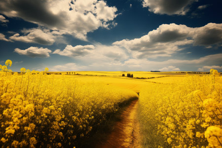 Natures Golden Blanket: Captivating Field of Yellow Flowers in Breathtaking 3:2 Landscape Photograpの素材