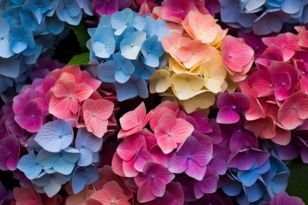 Bursts of Vibrant Colors: Multi-Colored Hydrangeas in a 3:2 Arrayの素材