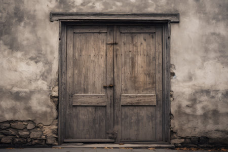 Mystery Awaits: Behind the Open Gray Wooden Door --ar 3:2の素材