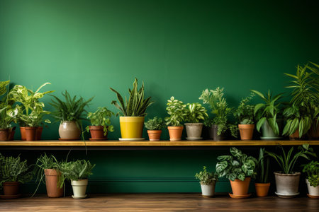 Refreshing Greenery: Aesthetic Potted Plants on Rustic Wooden Tableの素材