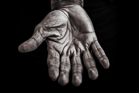 Captivating Monochrome Image: A Hand in Grayscale --ar 3:2の素材