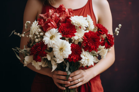 A Vibrant Bouquet: An Exquisite Fusion of Red and White Flowers in AR 3:2の素材
