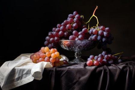 Aesthetic Still Life: Grapes on the Table --ar 3:2の素材