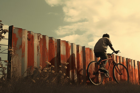 Fencing the Way: Enchanting Bike Ride Through a 3:2 Landscapeの素材