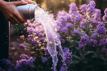The Art of Nurturing: Captivating Colors of a Purple Flowering Plantの素材