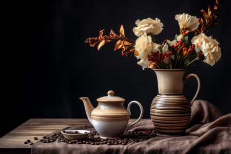Serenity in Fragility: Capturing the Beauty of Coffee and Vaseの素材