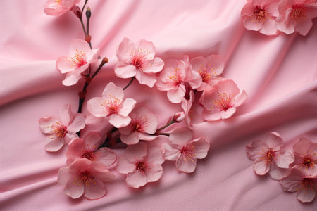 Pink Blooms: Capturing the Beauty of Flowers on a Pink Textile - AR 3:2の素材