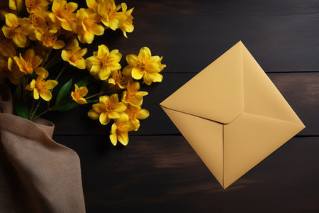 Bright Blooms and Secret Messages: Capturing the Beauty of Yellow Flowers Amidst a Mysterious Enveloの素材