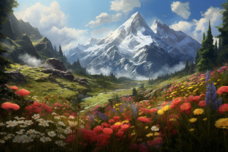 Blooming Beauty: Capturing Flowers in a Mountain Valley --AR 3:2の素材