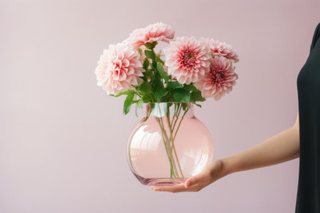 Pink Blooms Blossoming in a Clear Glass Vase - A Captivating 3:2 Capture!の素材