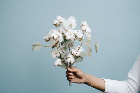 Blossoming Serenity: A Close-Up of a Person Holding White Flower Buds --ar 3:2の素材