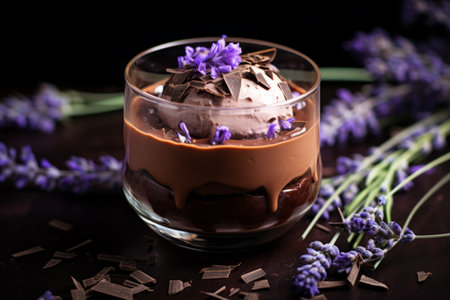 Luscious Temptation: Indulging in a Lavender-Infused Chocolate Dessertの素材