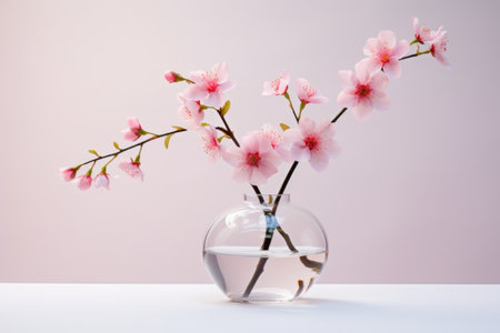 Breathtaking Beauty: Capturing Pink Flowers on Clear Glass Flower Vase --ar 3:2の素材