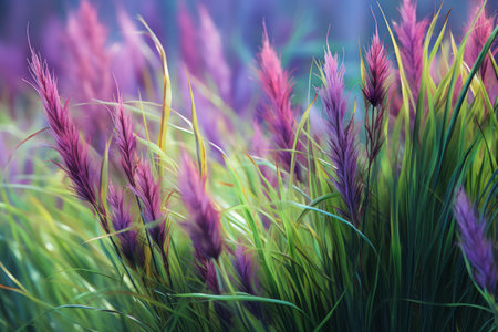 Vibrant Contrasts: The Beauty of Purple and Green Grass in AR 3:2の素材