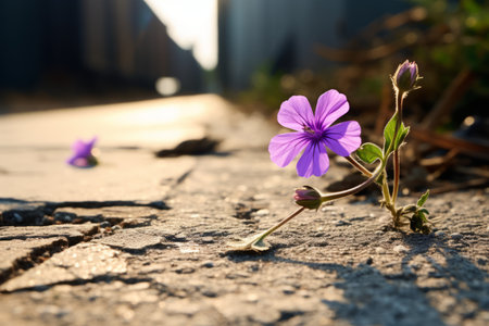Enigmatic Beauty: The Purple Flower Embracing the Roadsideの素材