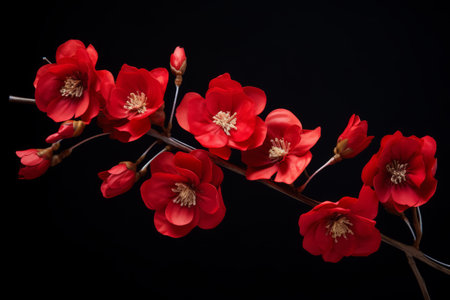 Crimson Beauty: A Single Stem of Red Flowers in Magnificent 3:2 Harmonyの素材