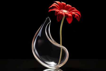 Captivating Beauty: Red Petal Flower on Clear Glass Vaseの素材