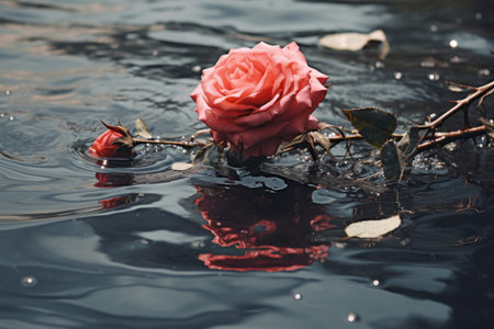 Immersed Beauty: Capturing a Rose in Water â AR 3:2の素材