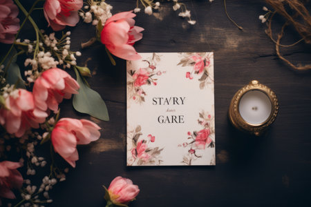 A Beautiful Beginning: Save the Date Invitation on the Table --ar 3:2の素材